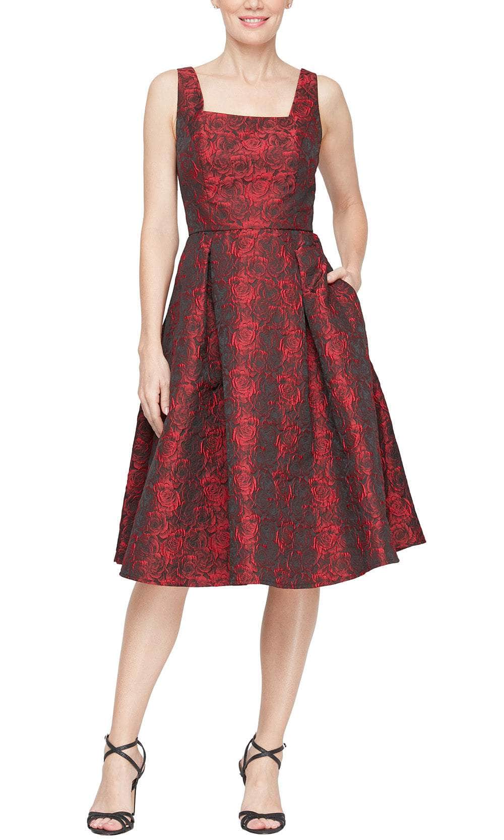 Alex Evenings 5181190 - Pleated Skirt Sleeveless Evening Dress Cocktail Dresses 2 / Black/Red