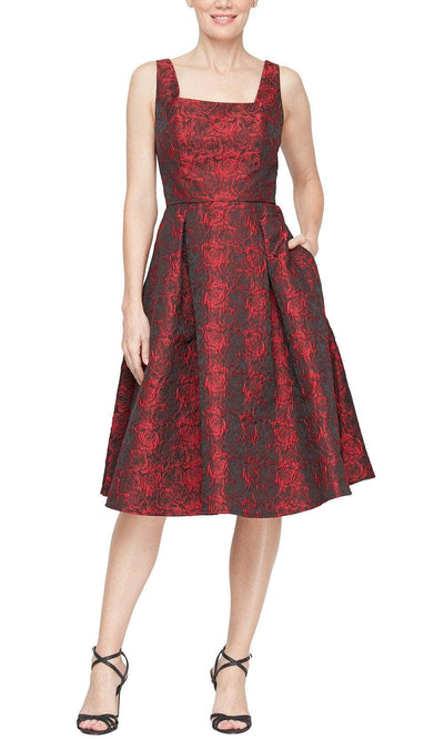 Alex Evenings 5181190 - Pleated Skirt Sleeveless Evening Dress Cocktail Dresses 2 / Black/Red