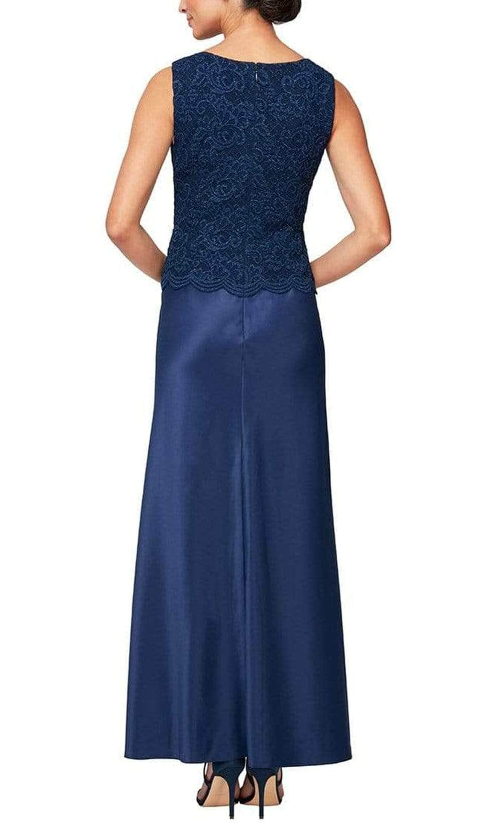 Alex Evenings 81122326 - Lace Embellished Dress With Jacket Mother of the Bride Dresses 18 / Navy