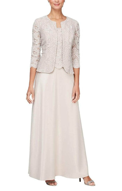 Alex Evenings 81122326 - Lace Embellished Dress With Jacket Mother of the Bride Dresses 18 / Navy