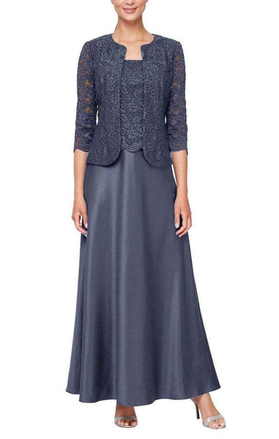 Alex Evenings 81122326 - Lace Embellished Dress With Jacket Mother of the Bride Dresses 18 / Navy