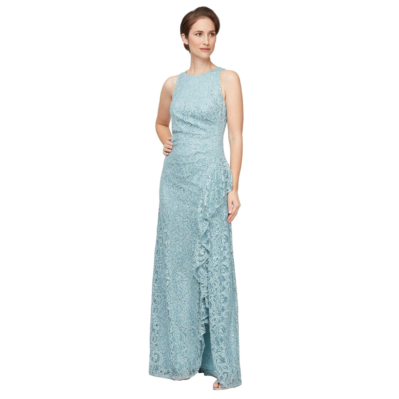 Alex Evenings 81122434 - Sleeveless Embroidered Evening Dress Evening Dresses 2 / Aqua