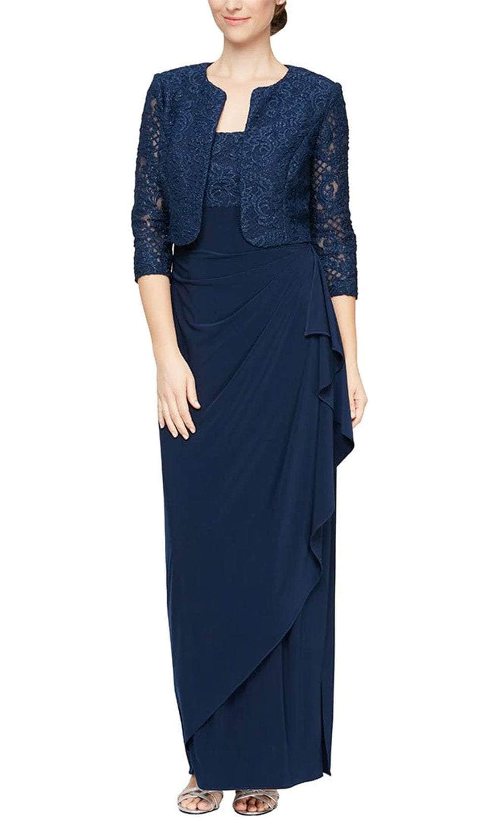 Alex Evenings 81122475 - Two Piece Lace Formal Dress Evening Dresses 6 / Navy