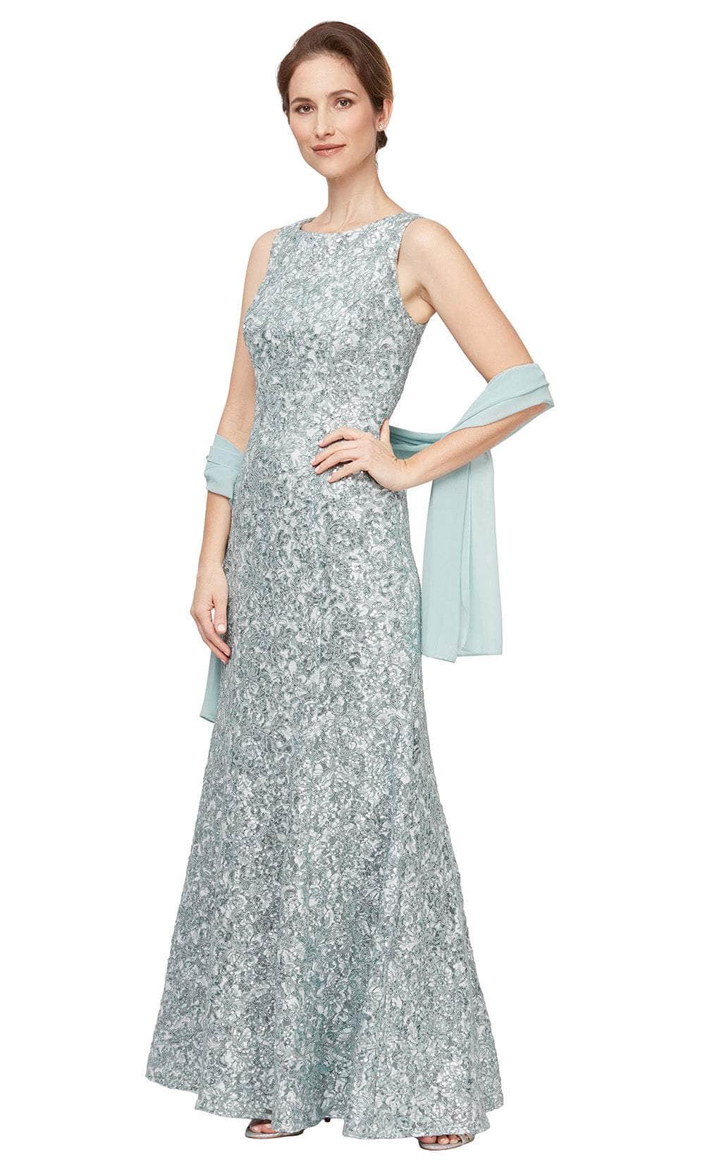 Alex Evenings 81122556 - Corded Lace Sheath Gown with Shawl Formal Dresses