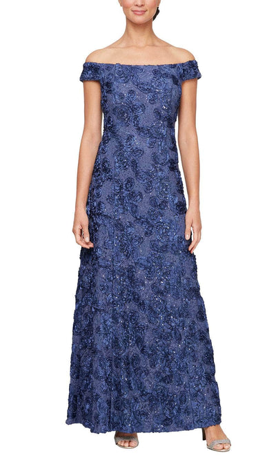 Alex Evenings 81122590 - Floral Appliqued Formal Dress Mother of the Bride Dresses 4 / Violet