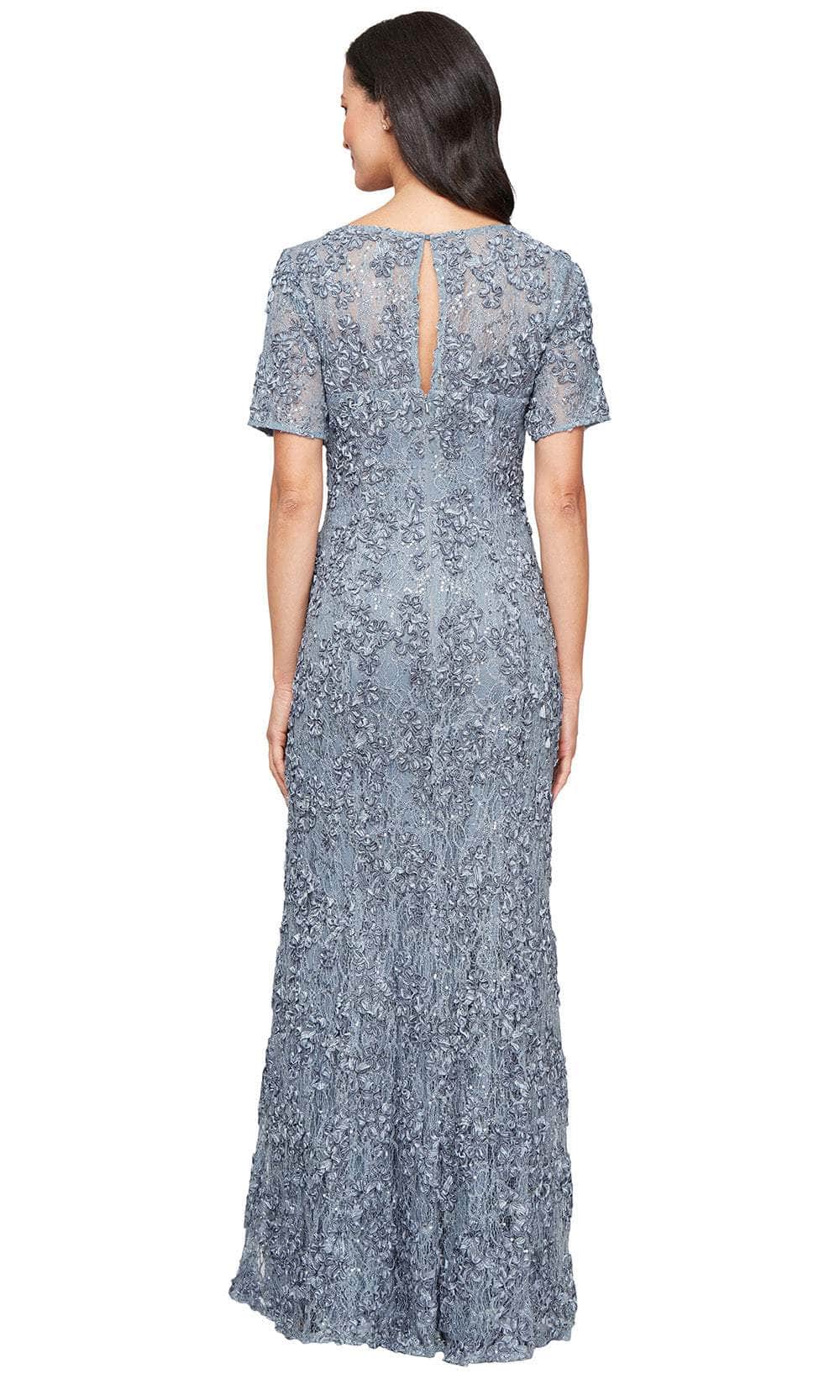 Alex Evenings 81122627 - Long 100% Nylon Sheath Dress - Soutache Lace, Short Illusion Sleeves, Full-Length Design, Keyhole Back ADASA Alex Evenings 81122627 - Long 100% Nylon Sheath Dress - Soutache Lace, Short Illusion Sleeves, Full-Length Design, Keyhole Back ADASA