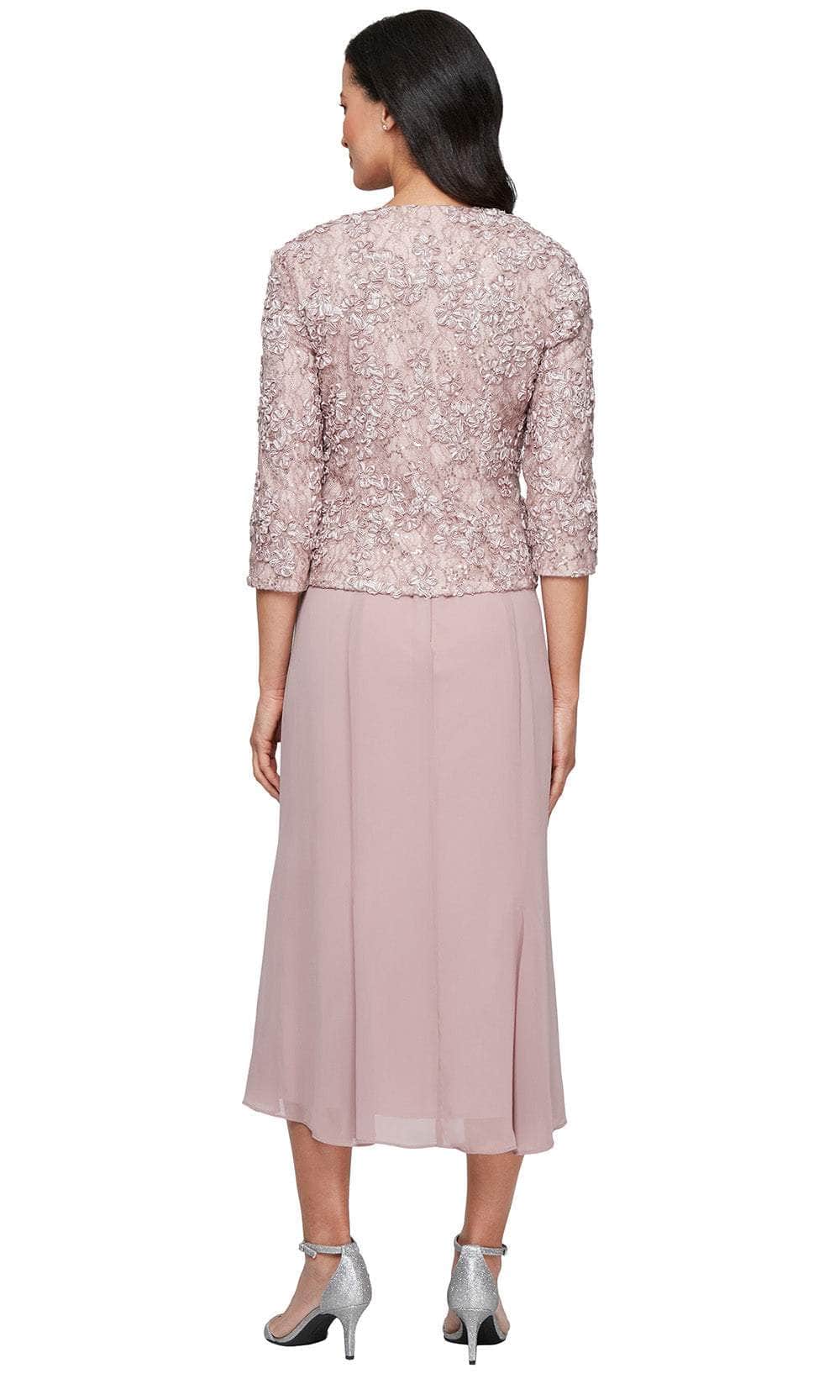 Alex Evenings Soutache Lace & Chiffon Jacket Dress MAUVE / 14 Alex Evenings Soutache Lace & Chiffon Jacket Dress MAUVE / 14