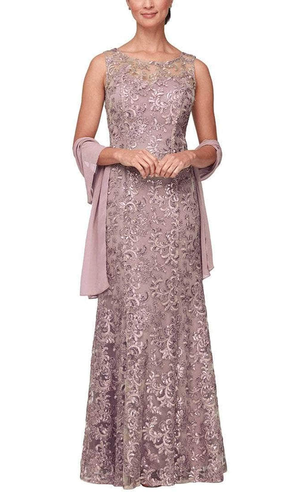 Alex Evenings - 81171128 Embroidered Lace Dress With Shawl Special Occasion Dress