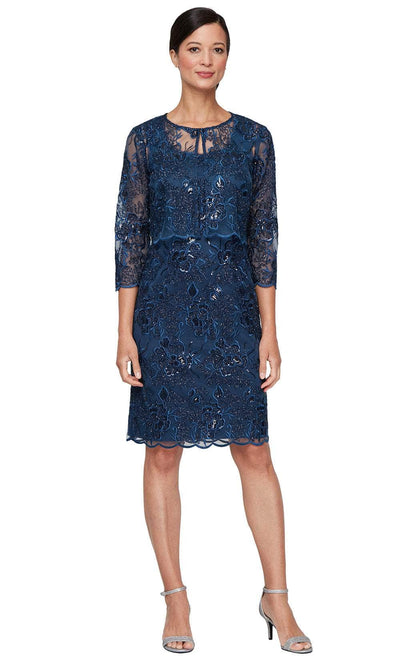Alex Evenings 81171686 - Short Scoop Neck Sheath Dress Wedding Guest