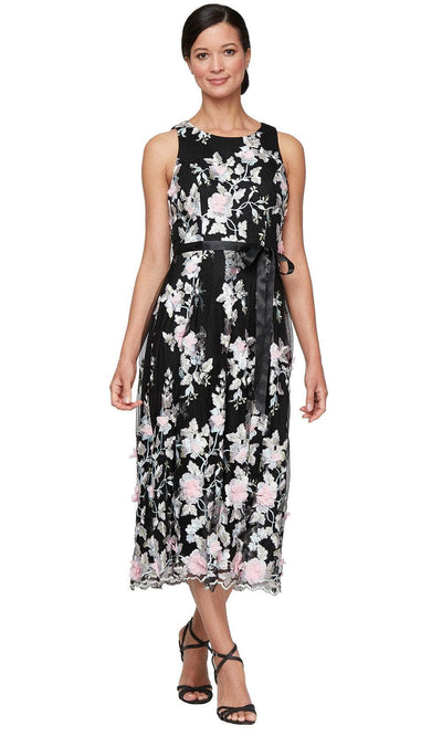 Alex Evenings 81171760 - Sleeveless A-Line Dress with Tie Belt Wedding Guest