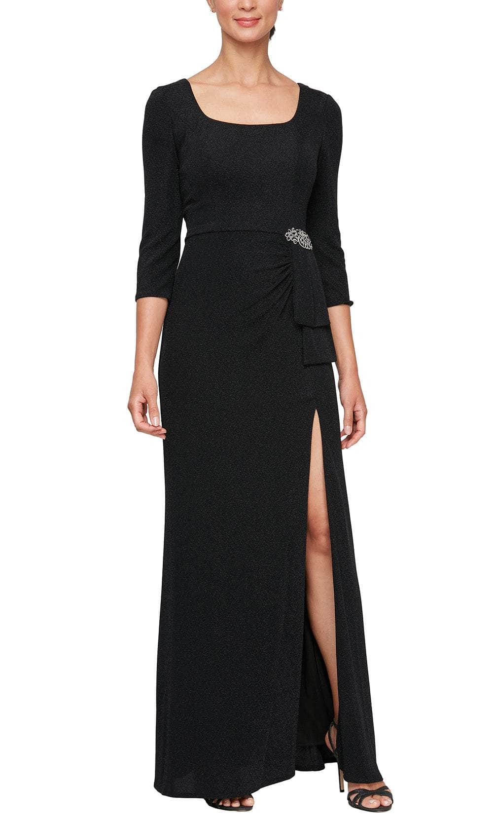 Alex Evenings 8127800 - Quarter Sleeve Sheath Formal Gown Mother Of The Bride Dresses 2 / Black