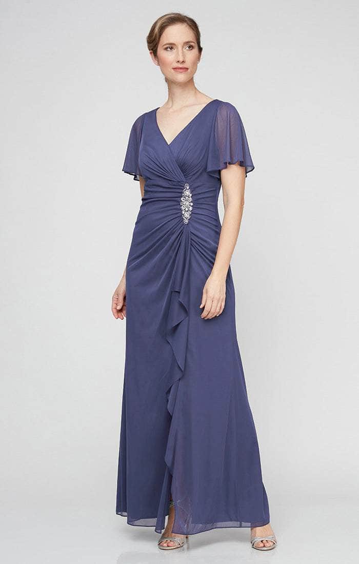 Alex Evenings 81321004 - Surplice Neckline Ruched Gown Alex Evenings 81321004 - Surplice Neckline Ruched Gown