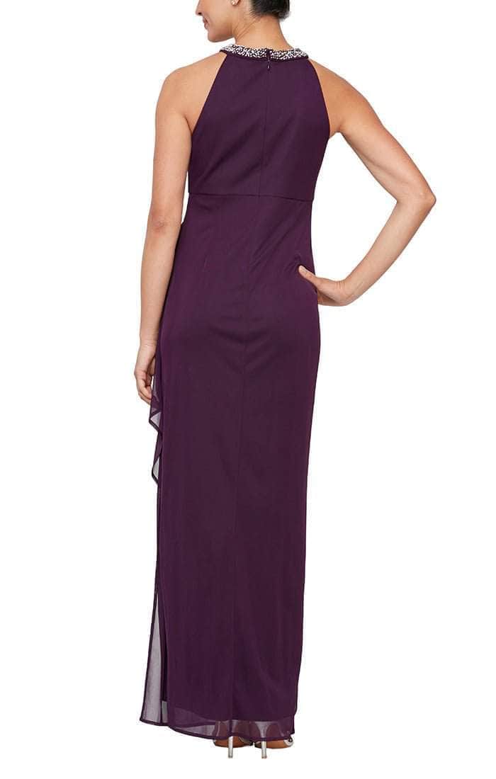 Alex Evenings 8132966 - Beaded Halter Neck Long Dress Evening Dresses 12 / Navy