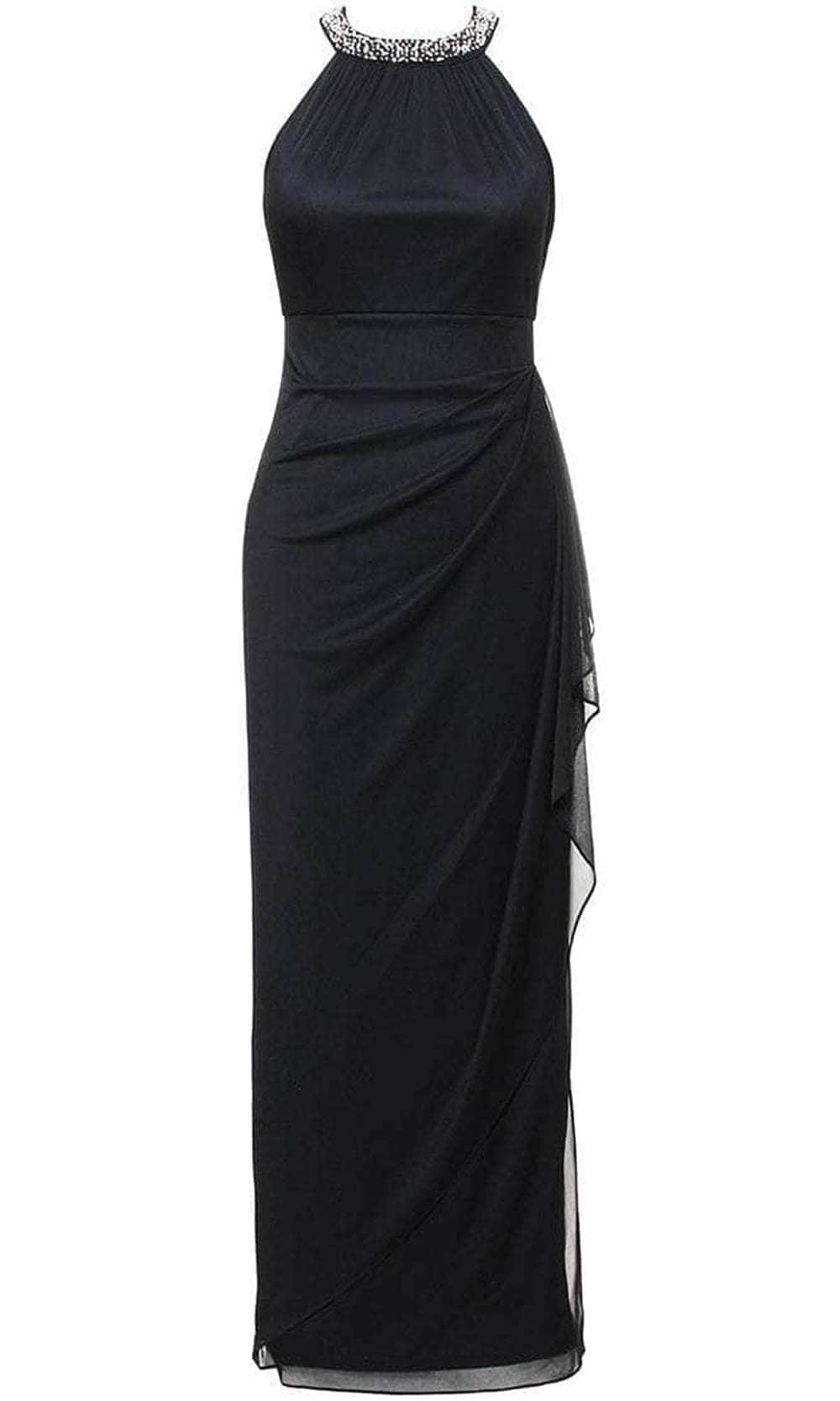 Alex Evenings 8132966 - Beaded Halter Neck Long Dress Evening Dresses 12 / Navy