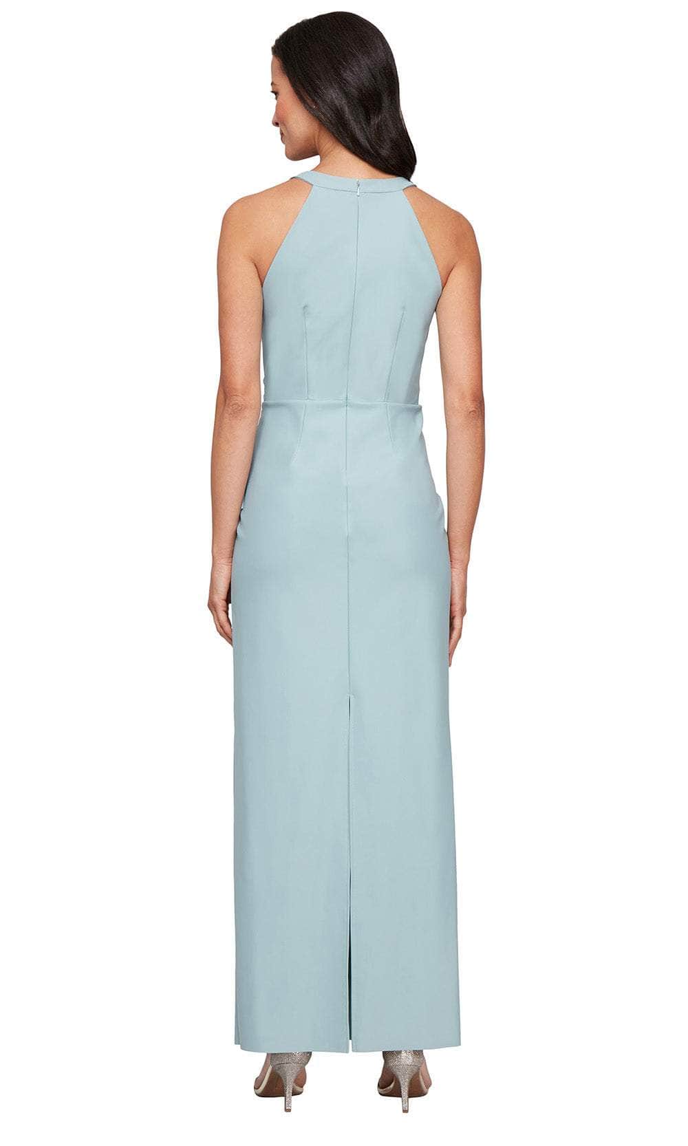 Alex Evenings 8134447 - Long 78% Nylon,22% Spandex,Lining: 100% Polyester Column Dress - Wide Straps, Surplice, Cascade Ruffle Detail, Back Center Slit, Racerback ADASA Alex Evenings 8134447 - Long 78% Nylon,22% Spandex,Lining: 100% Polyester Column Dress - Wide Straps, Surplice, Cascade Ruffle Detail, Back Center Slit, Racerback ADASA