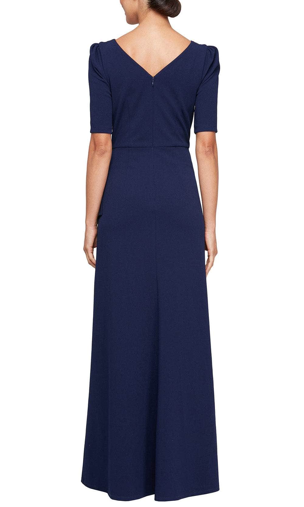 Alex Evenings Women's Embellished-Neck Ruffle Gown - Navy Alex Evenings Women's Embellished-Neck Ruffle Gown - Navy