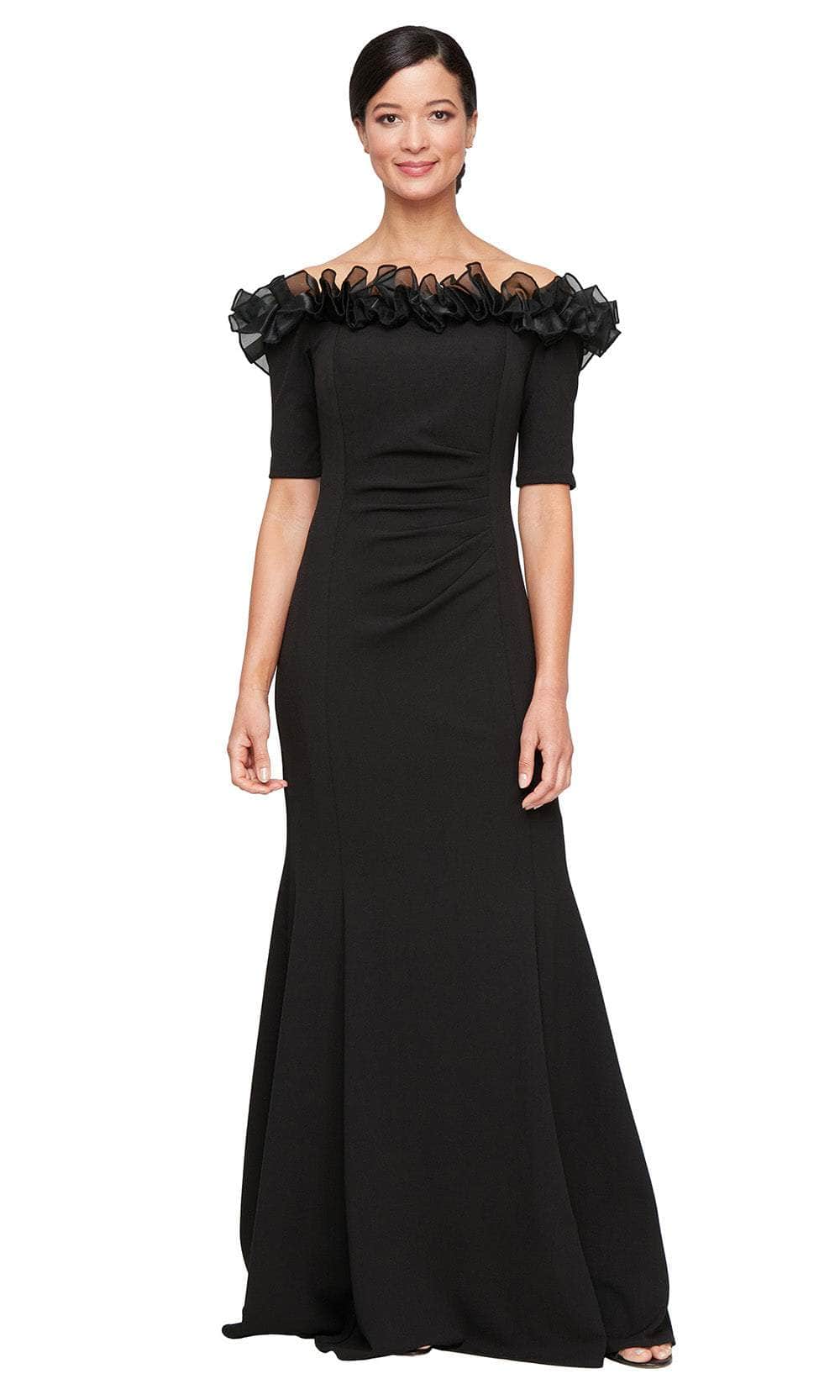 Alex Evenings 8160468 - Elegant Crepe Dress with Ruched Waist Mother of the Bride Dresses