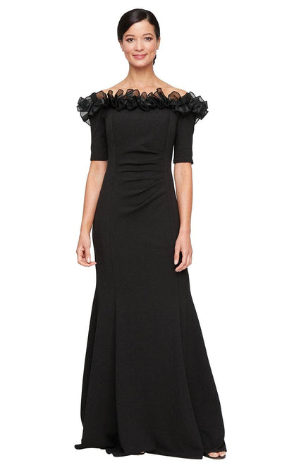 Alex Evenings 8160468 - Elegant Crepe Dress with Ruched Waist Mother of the Bride Dresses