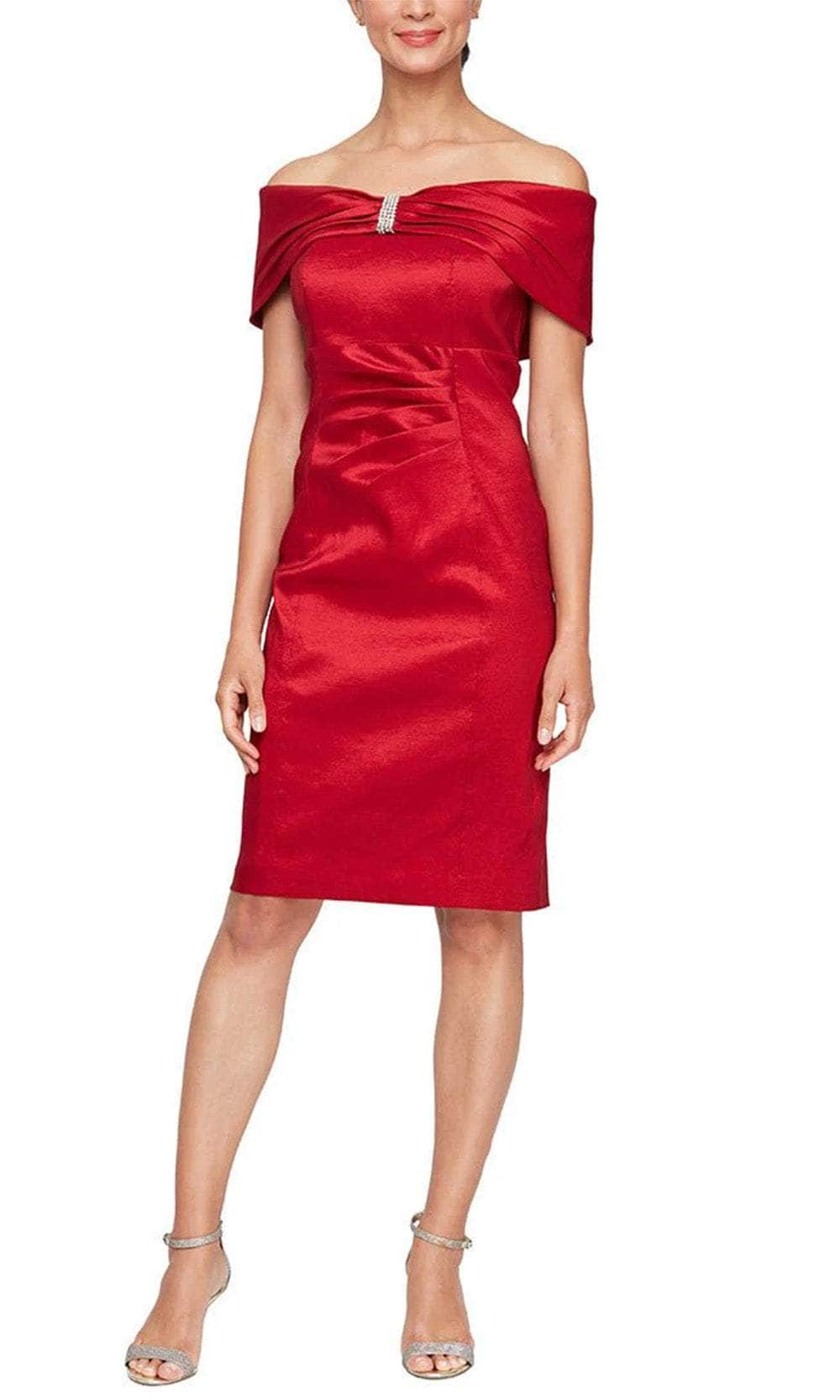 Alex Evenings 8166685 - Embellished Fitted Cocktail Dress Wedding Guest 2 / Red