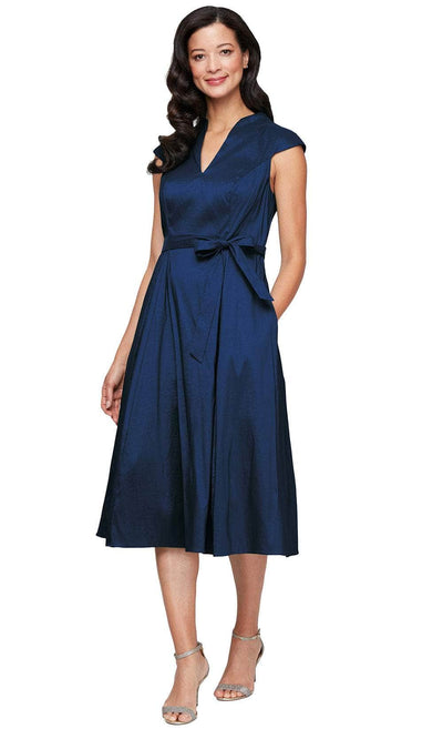 Alex Evenings 8166698 - Classic Tea-Length Dress with Cap Sleeves Wedding Guest