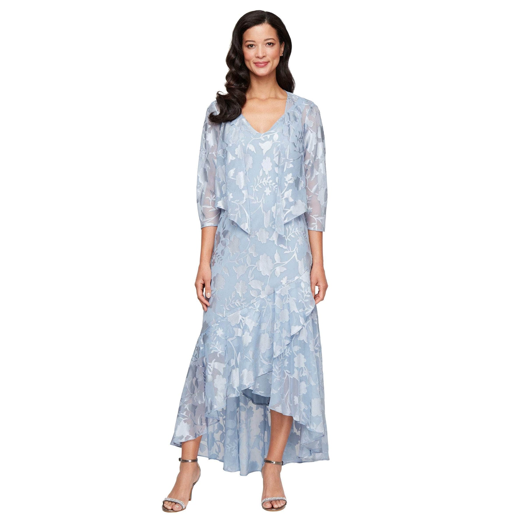 Alex Evenings 8175804 - V-Neck A-Line Dress with Tulip Hem Alex Evenings 8175804 - V-Neck A-Line Dress with Tulip Hem