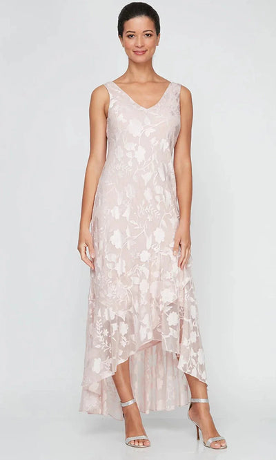 Alex Evenings 8175804 - V-Neck A-Line Dress with Tulip Hem Mother of the Bride Dresses