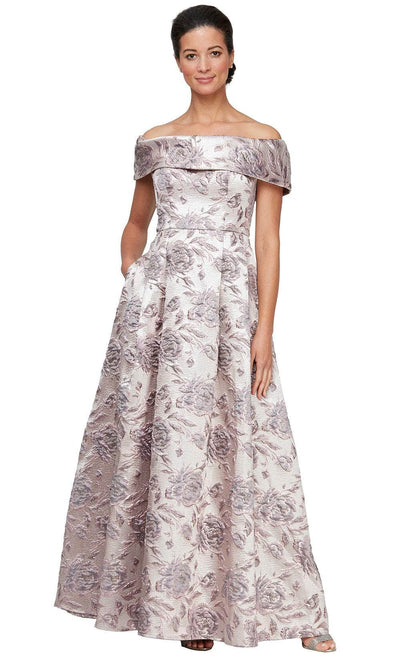 Alex Evenings 8181177 - Elegant Fold-Over Neckline Floral Gown Mother of the Bride Dresses