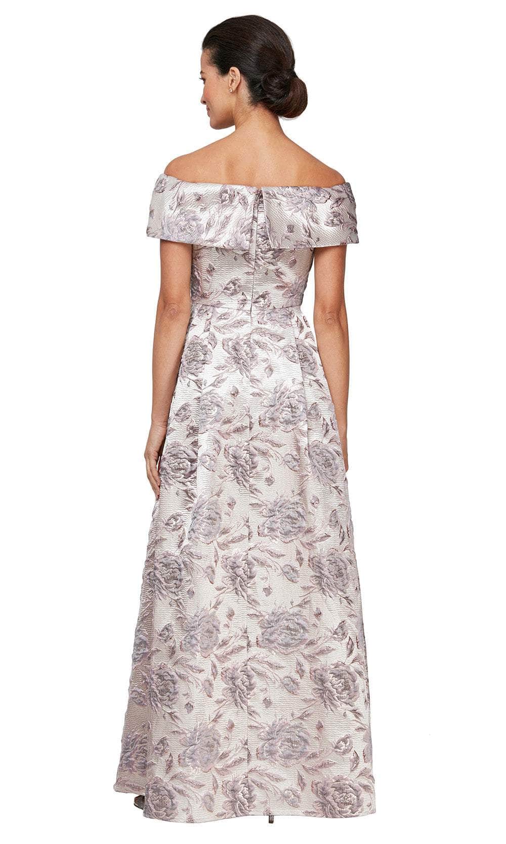 Alex Evenings 8181177 - Elegant Fold-Over Neckline Floral Gown Mother of the Bride Dresses