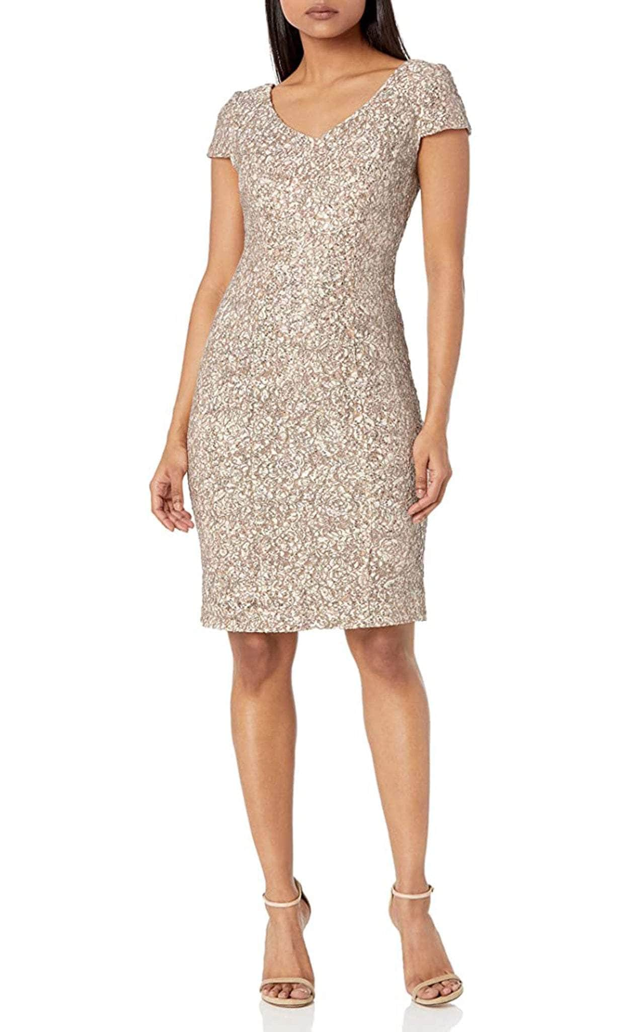 Alex Evenings 82122241 - Shimmer Lace Cocktail Dress Cocktail Dresses 4P / Champagne/Ivory