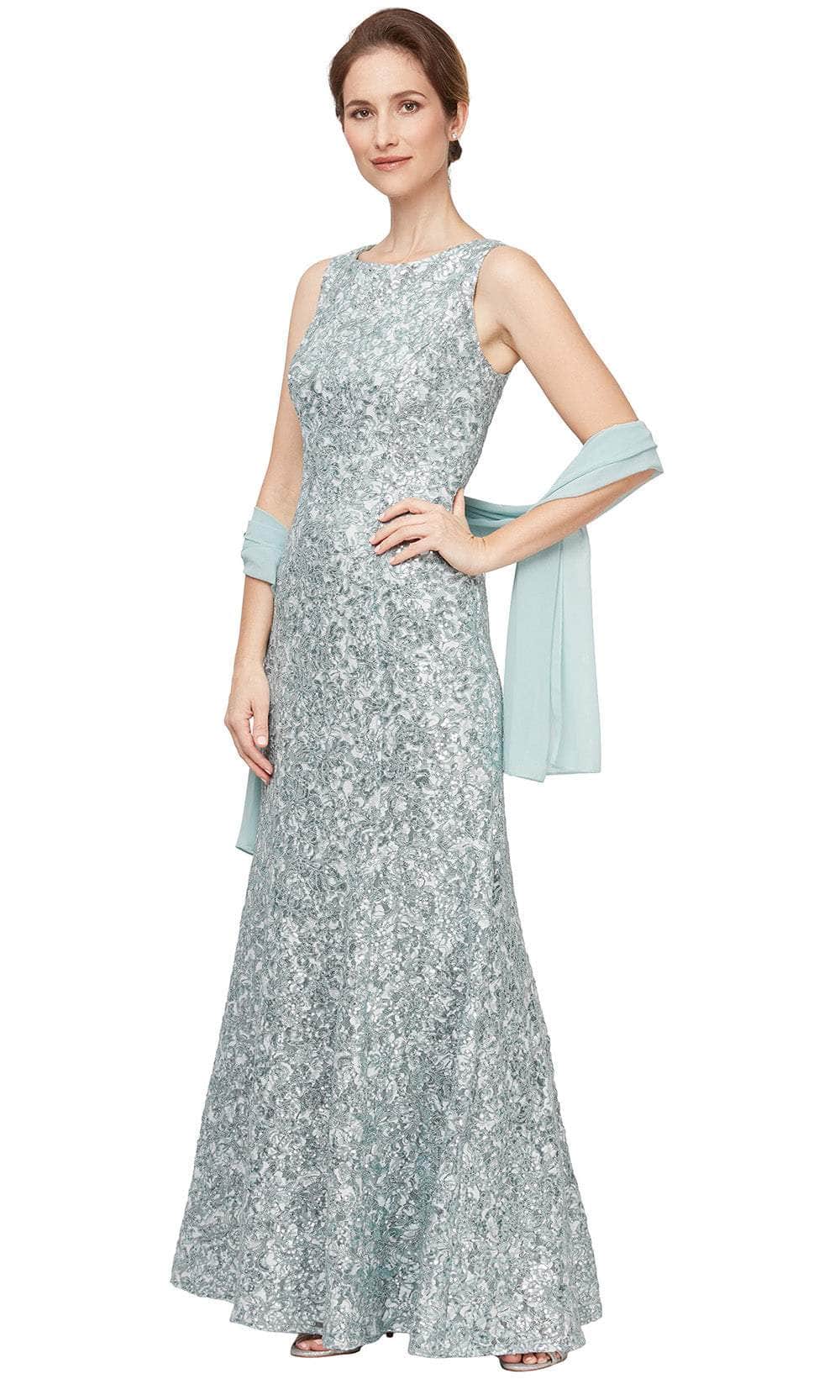 Alex Evenings 82122556 - Scoop Neckline Lace Sheath Dress Mother of the Bride Dresses