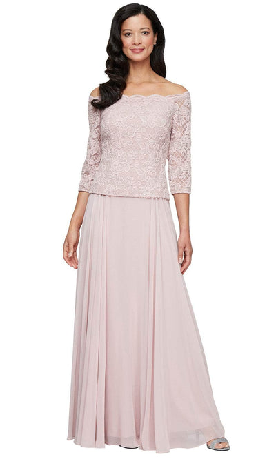 Alex Evenings 82122687 - Off-Shoulder Lace Gown with Pleated Skirt Mother of the Bride Dresses