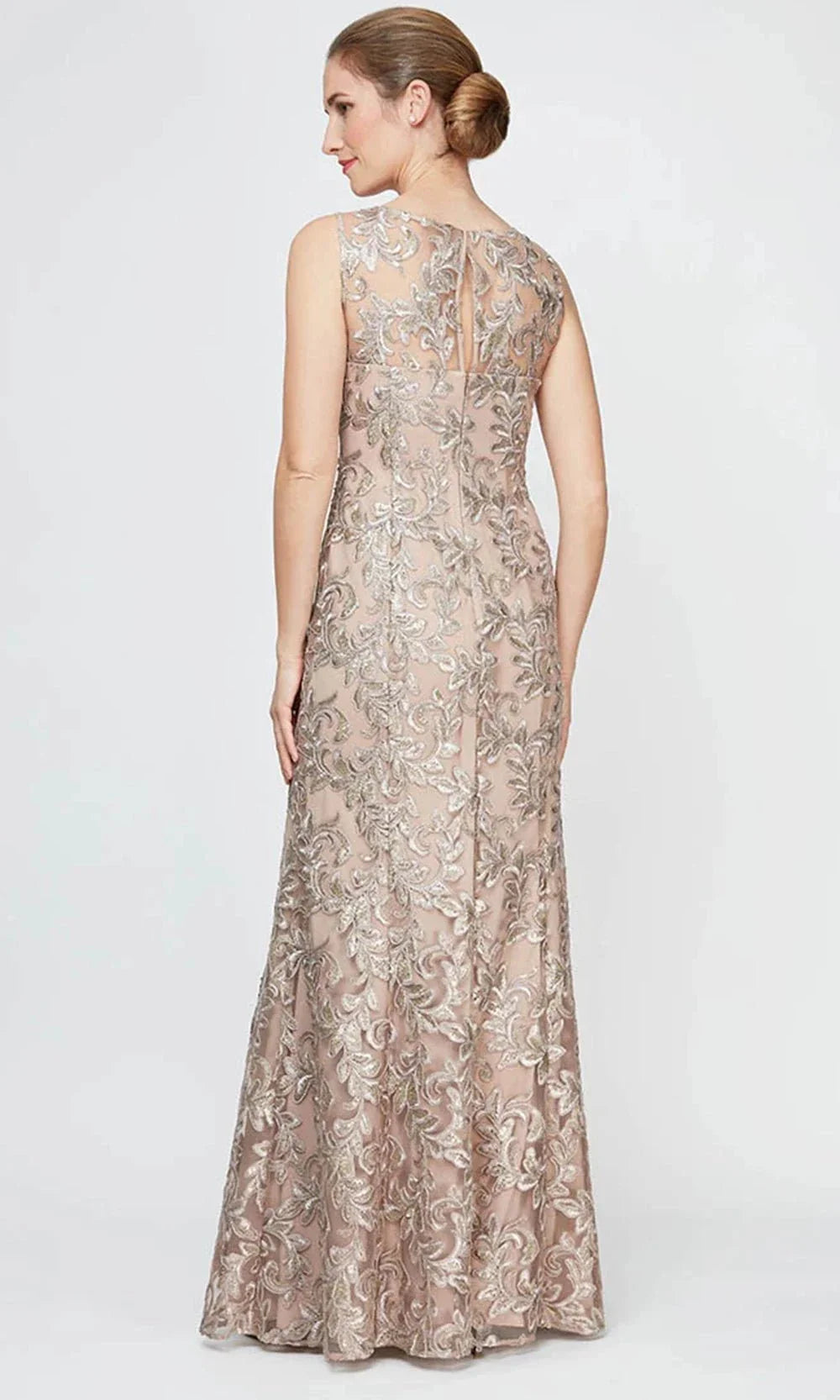 alex evenings embroidered sheath dress ALEX EVENINGS 12 Taupe Embroidered Floral Lace Sheath Dress NWT $219