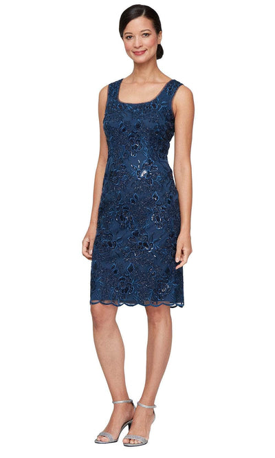Alex Evenings 82171686 - Sequin Lace Scoop Neck Short Dress Wedding Guest