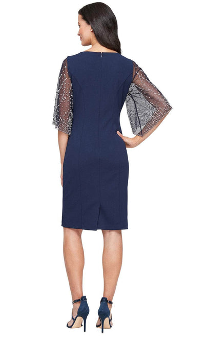 Alex Evenings 8260471 - Short Sheath Dress with Beaded Sleeves Semi Formal