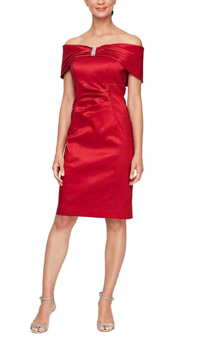 Alex Evenings 8266685 - Embellished Fitted Cocktail Dress Wedding Guest 4P / Red