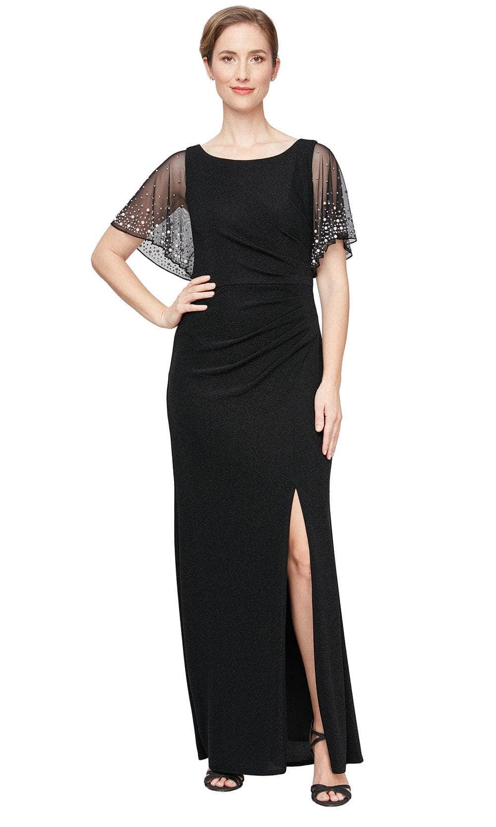 Alex Evenings 8427771 - Sheer Flutter Sleeves Sheath Gown Mother of the Bride Dresses