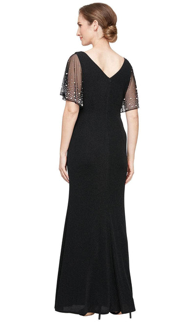 Alex Evenings 8427771 - Sheer Flutter Sleeves Sheath Gown Mother of the Bride Dresses