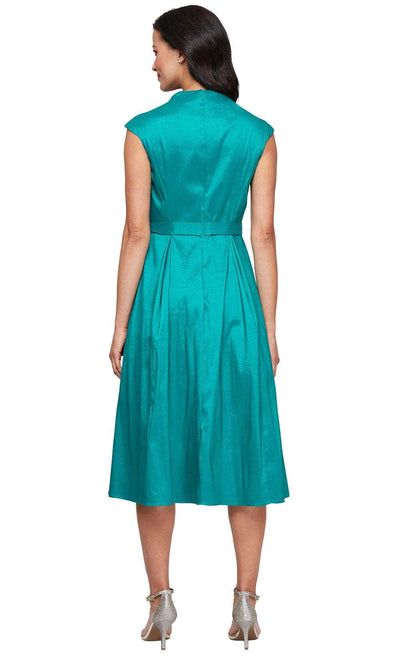 Alex Evenings 8466698 - V-Neck Taffeta Tea-Length Dress Wedding Guest