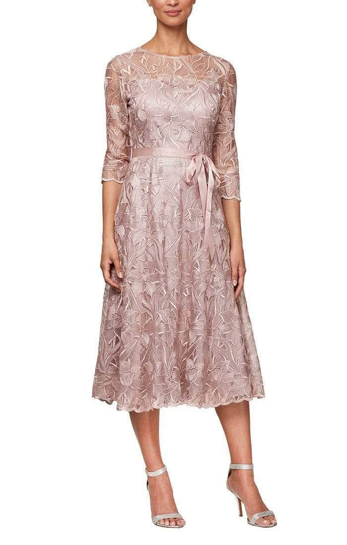 Alex Evenings - Quarter Sleeve Lace Formal Dress 8217835 - 1 pc Rose In Size 6P Available CCSALE 6P / Rose