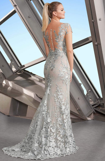 Alexander by Daymor - 1189 Short Sleeve Illusion Floral Lace Gown Evening Dresses