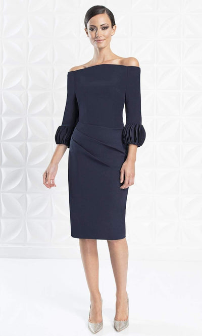 Alexander By Daymor - 1281 Quarter Sleeve Off Shoulder Sheath Dress Semi Formal 6 / Navy
