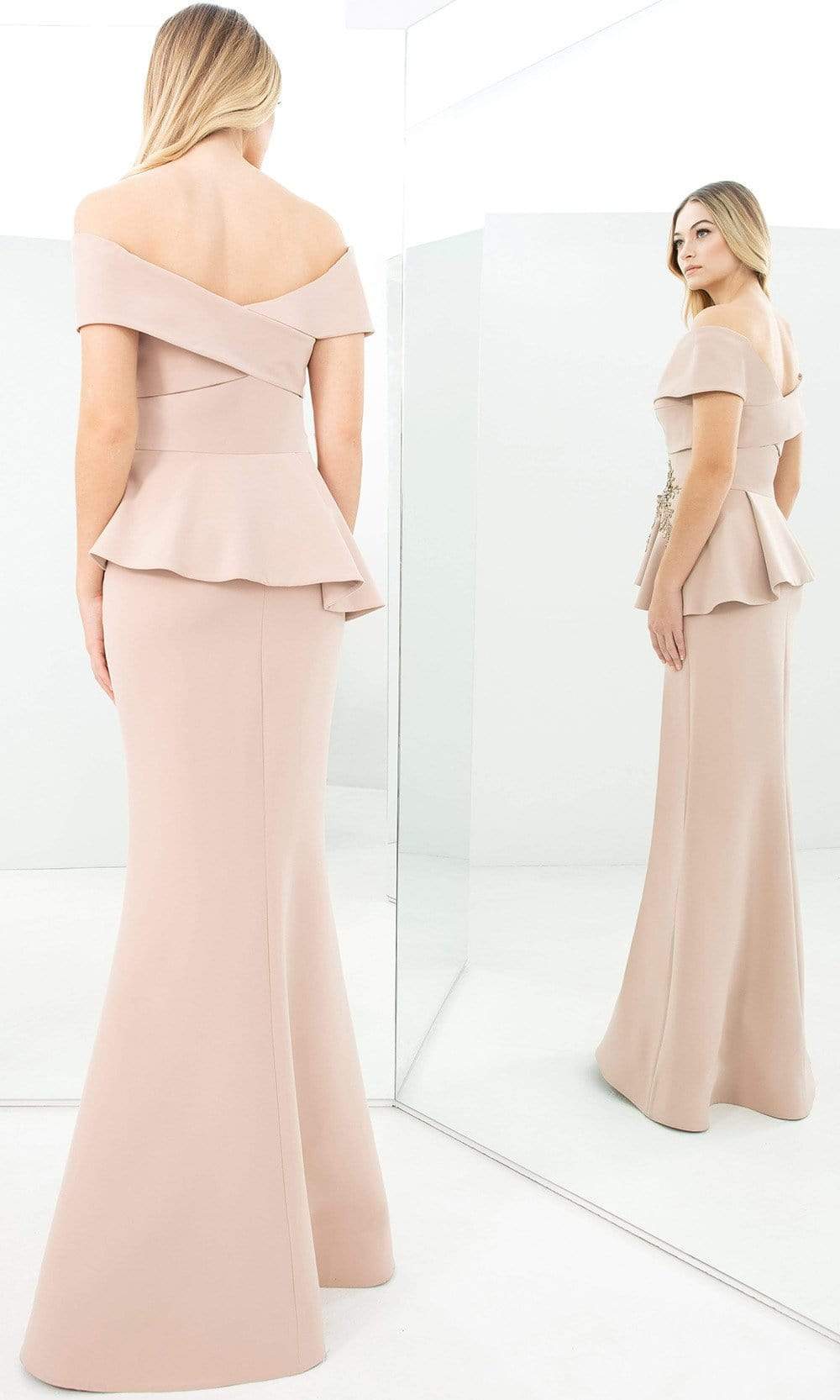 Alexander By Daymor - 1350 Off-Shoulder Beaded Sheath Gown Mother of the Bride Dresses