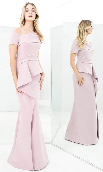 Alexander By Daymor - 1361 Asymmetrical Peplum Mermaid Dress Mother of the Bride Dresses 00 / Quartz