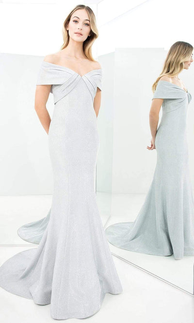 Alexander By Daymor - 1367 Textured Fabric Shiny Trumpet Dress Evening Dresses 00 / Silver