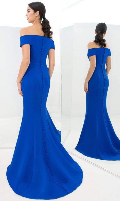 Alexander By Daymor - 1373 Off-Shoulder Front Cutout Mermaid Gown Evening Dresses