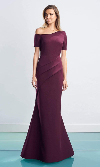 Alexander By Daymor - 1451 Short Sleeves Asymmetric Sheath Dress Evening Dresses