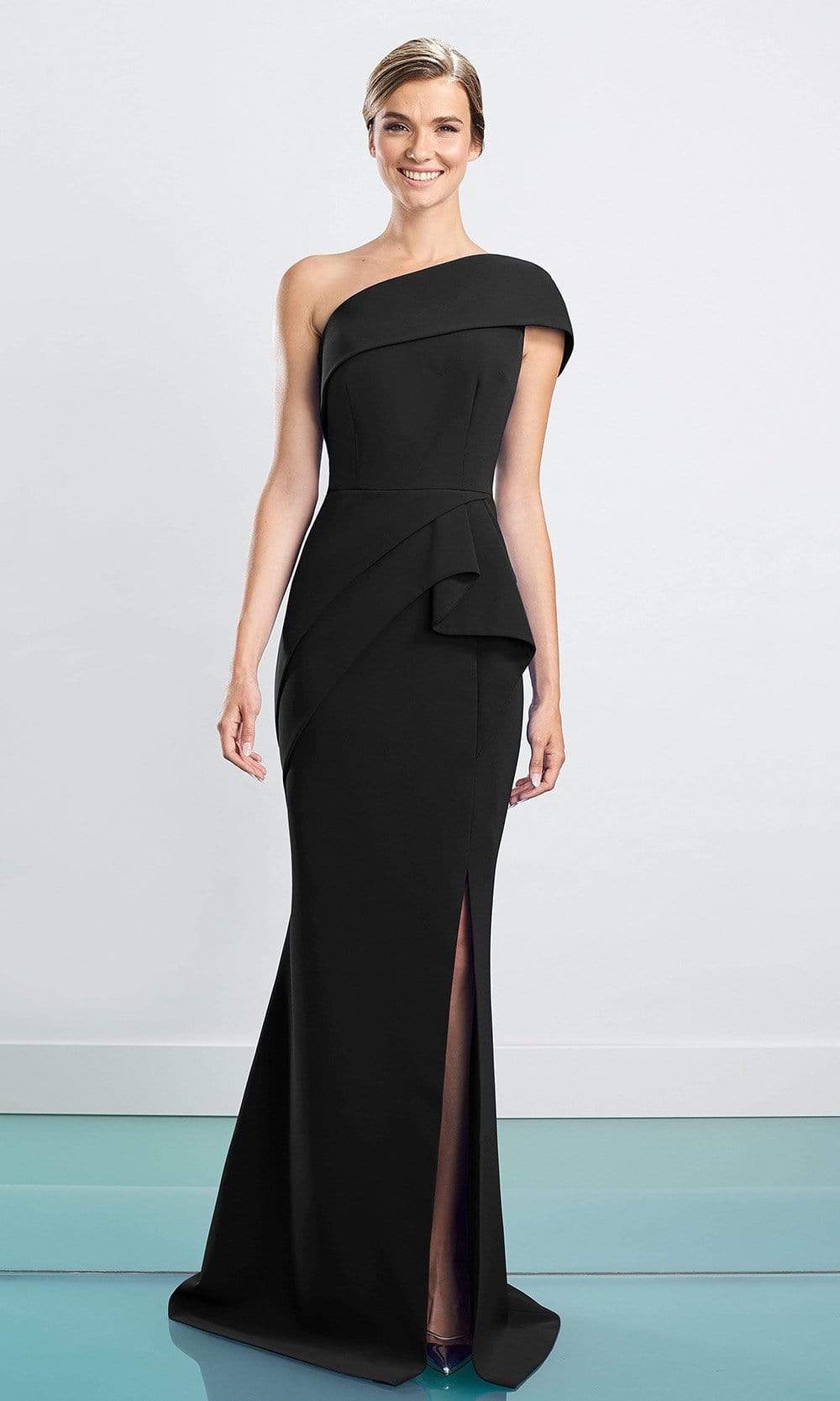 Alexander By Daymor - 1463 Asymmetric Ruffled Waist Sheath Dress Evening Dresses