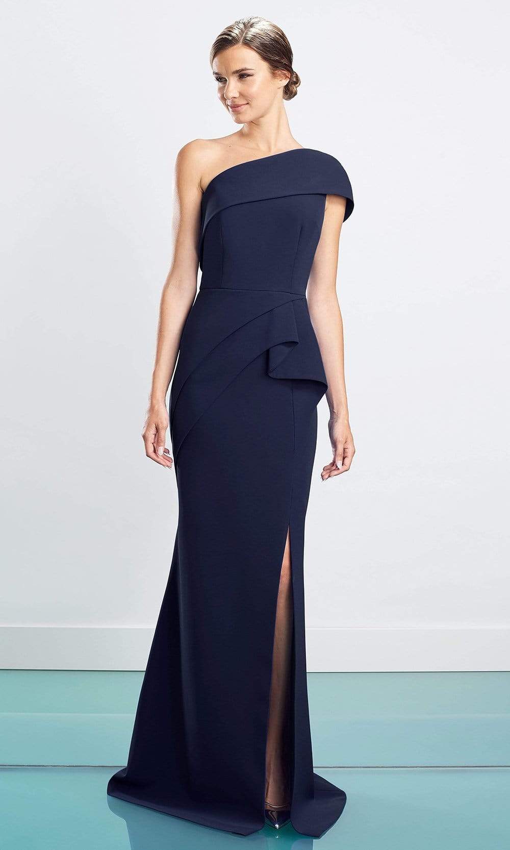 Alexander By Daymor - 1463 Asymmetric Ruffled Waist Sheath Dress Evening Dresses