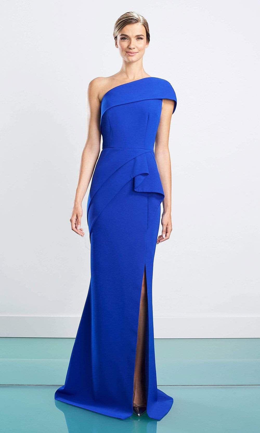 Alexander By Daymor - 1463 Asymmetric Ruffled Waist Sheath Dress Evening Dresses