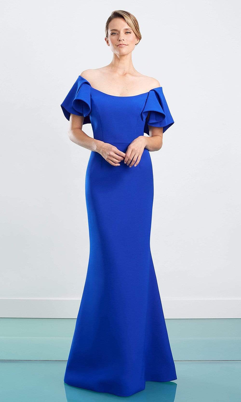 Alexander By Daymor - 1464 Ruffled Off Shoulder Trumpet Dress Evening Dresses